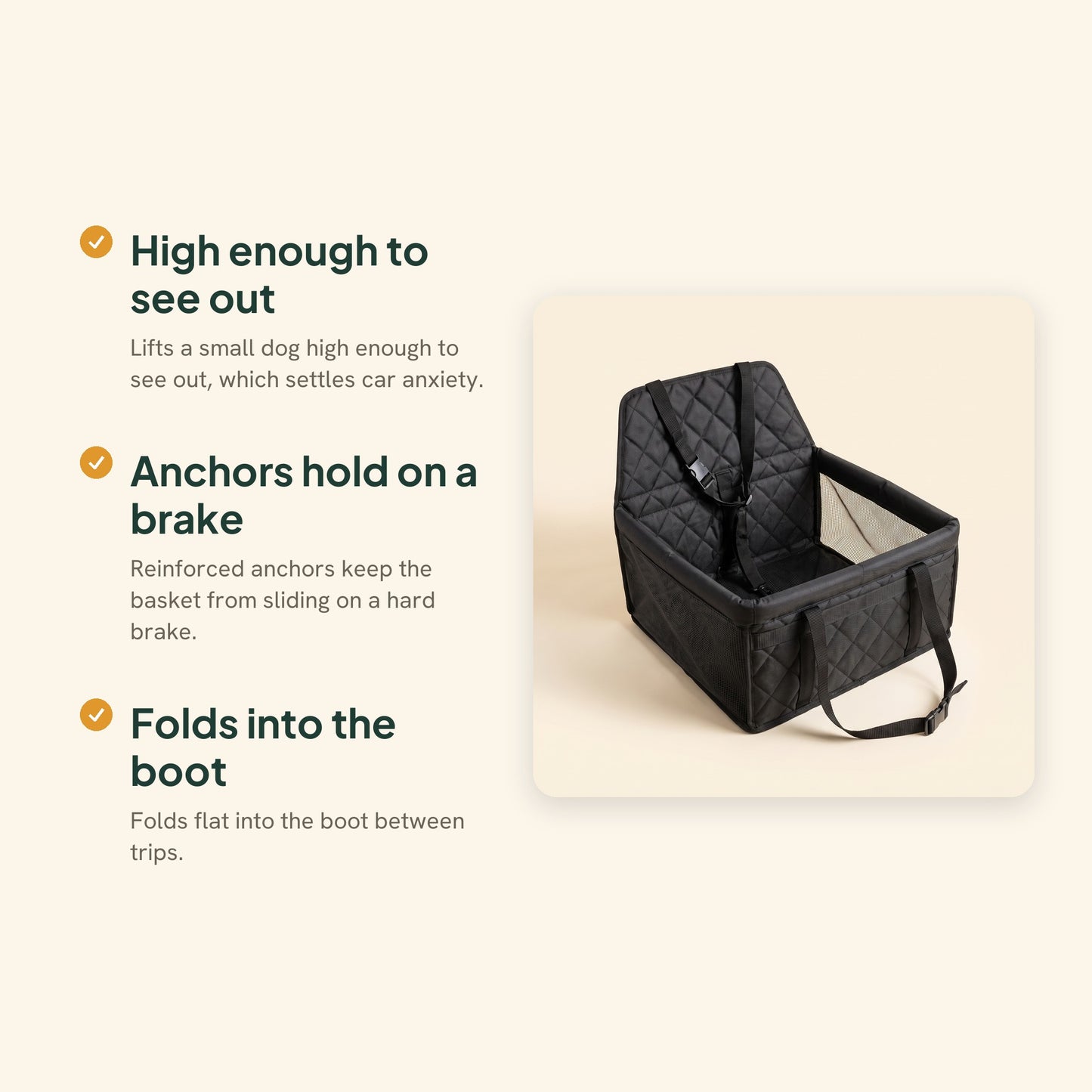 Quilted Booster Car Seat for Small Dogs, key benefits