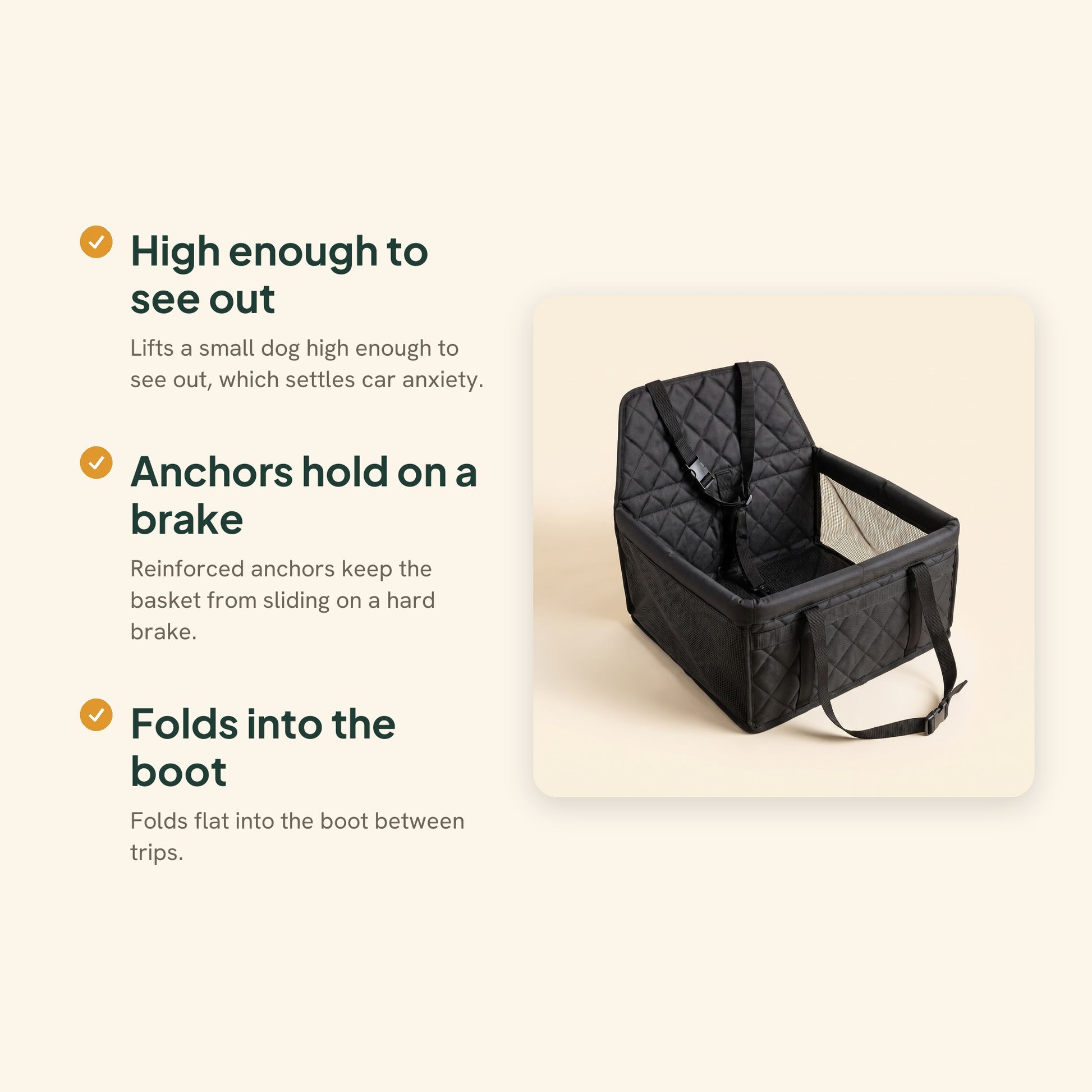 Quilted Booster Car Seat for Small Dogs, key benefits