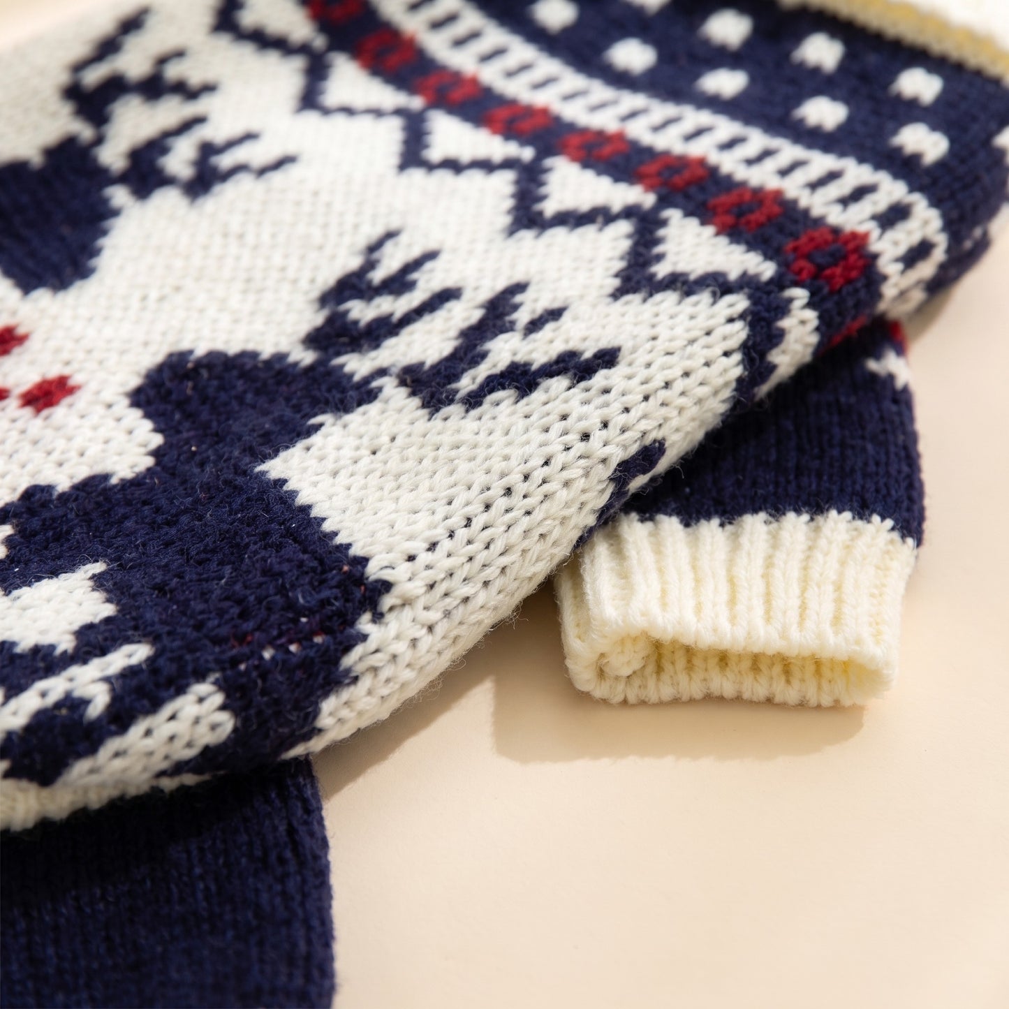 Fair Isle Knit Christmas Sweater for Dogs and Cats, close-up detail