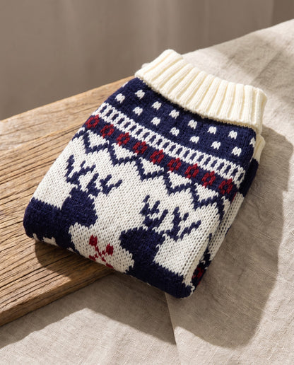 Fair Isle Knit Christmas Sweater for Dogs and Cats, styled in a home setting