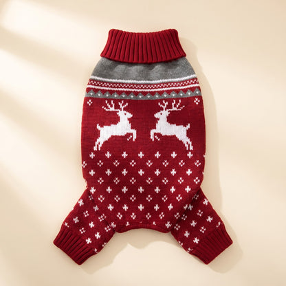 Fair Isle Knit Christmas Sweater for Dogs and Cats, var red