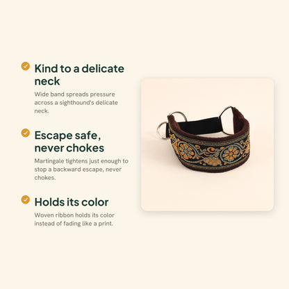 Wide Martingale Collar for Sighthounds, key benefits