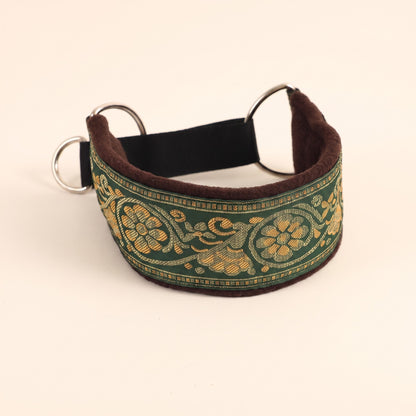 Wide Martingale Collar for Sighthounds - green
