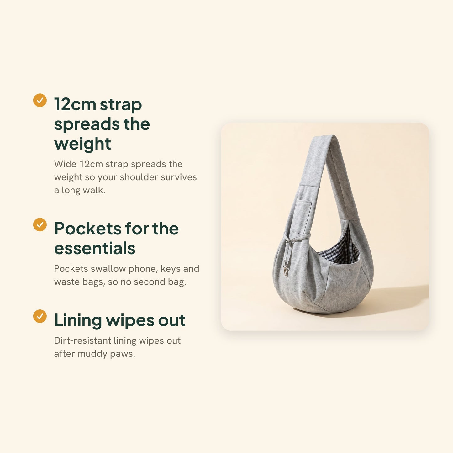 Cotton Sling Carrier with Storage Pockets, key benefits