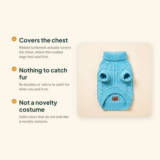 Cable-Knit Turtleneck Sweater for Dogs and Cats, key benefits