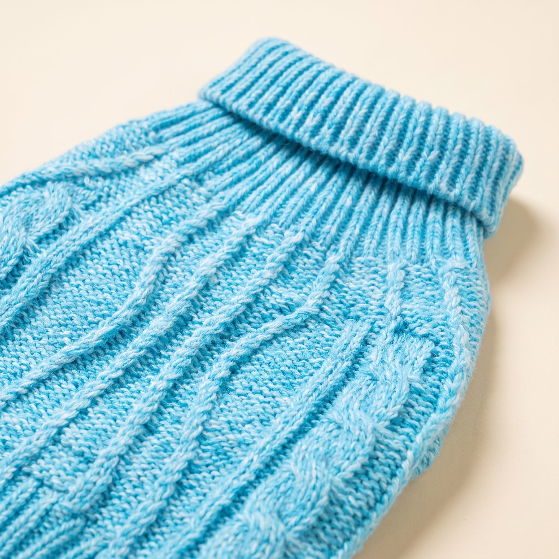 Cable-Knit Turtleneck Sweater for Dogs and Cats, close-up detail