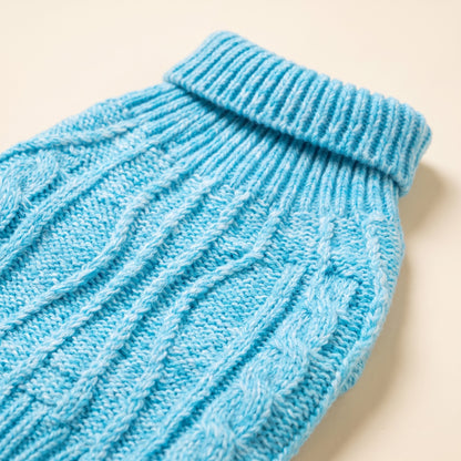 Cable-Knit Turtleneck Sweater for Dogs and Cats, close-up detail