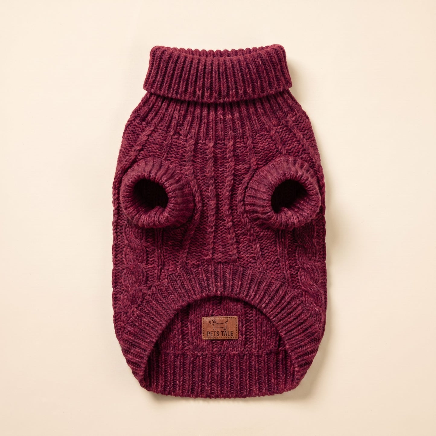 Cable-Knit Turtleneck Sweater for Dogs and Cats - burgundy