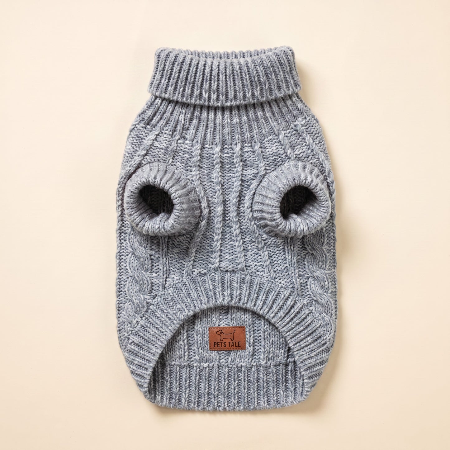 Cable-Knit Turtleneck Sweater for Dogs and Cats - grey