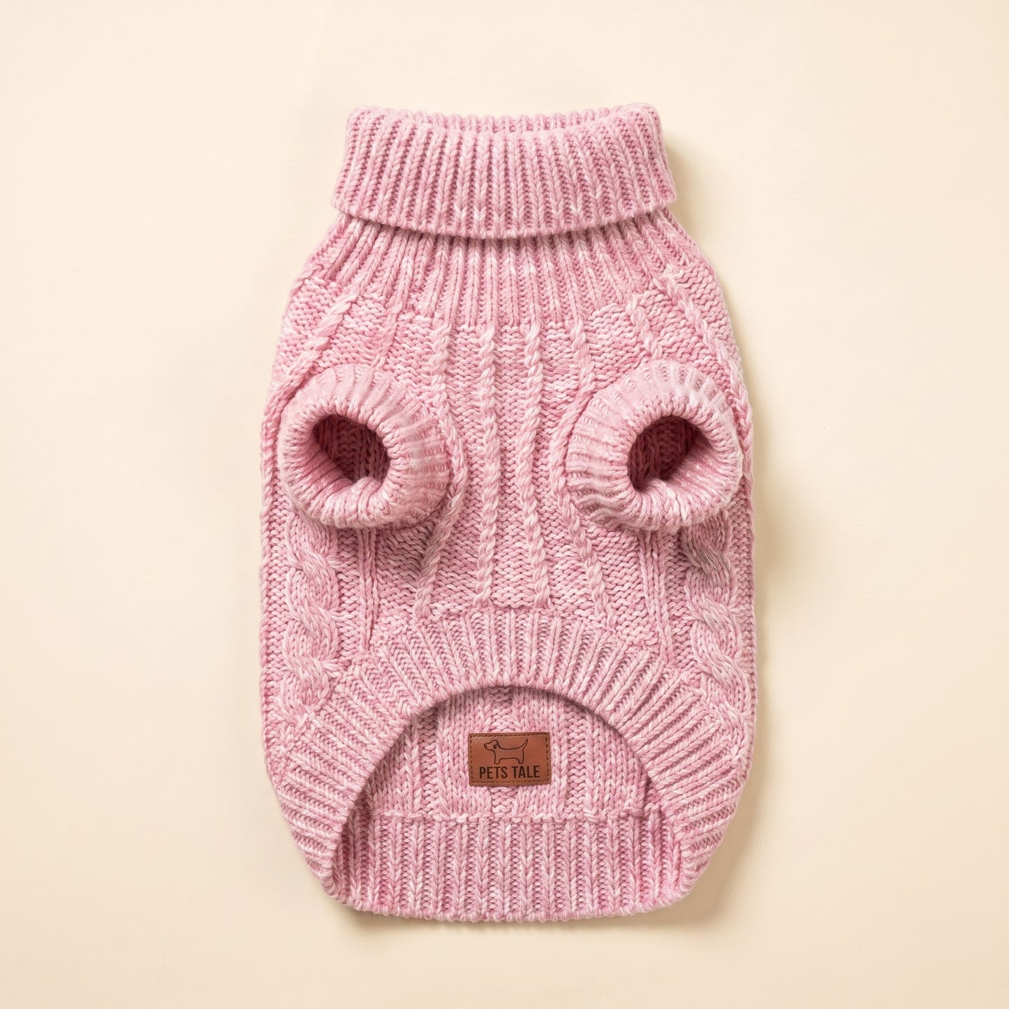 Cable-Knit Turtleneck Sweater for Dogs and Cats - pink