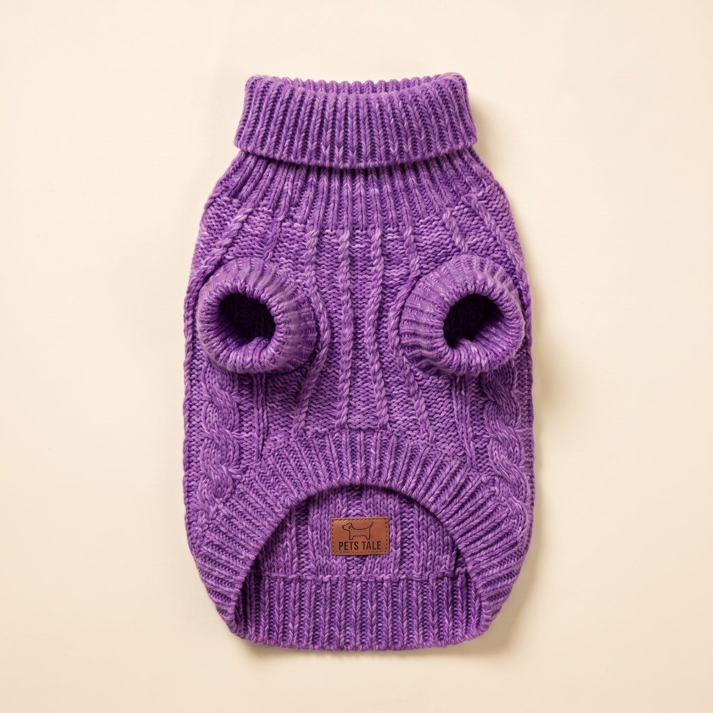 Cable-Knit Turtleneck Sweater for Dogs and Cats - purple