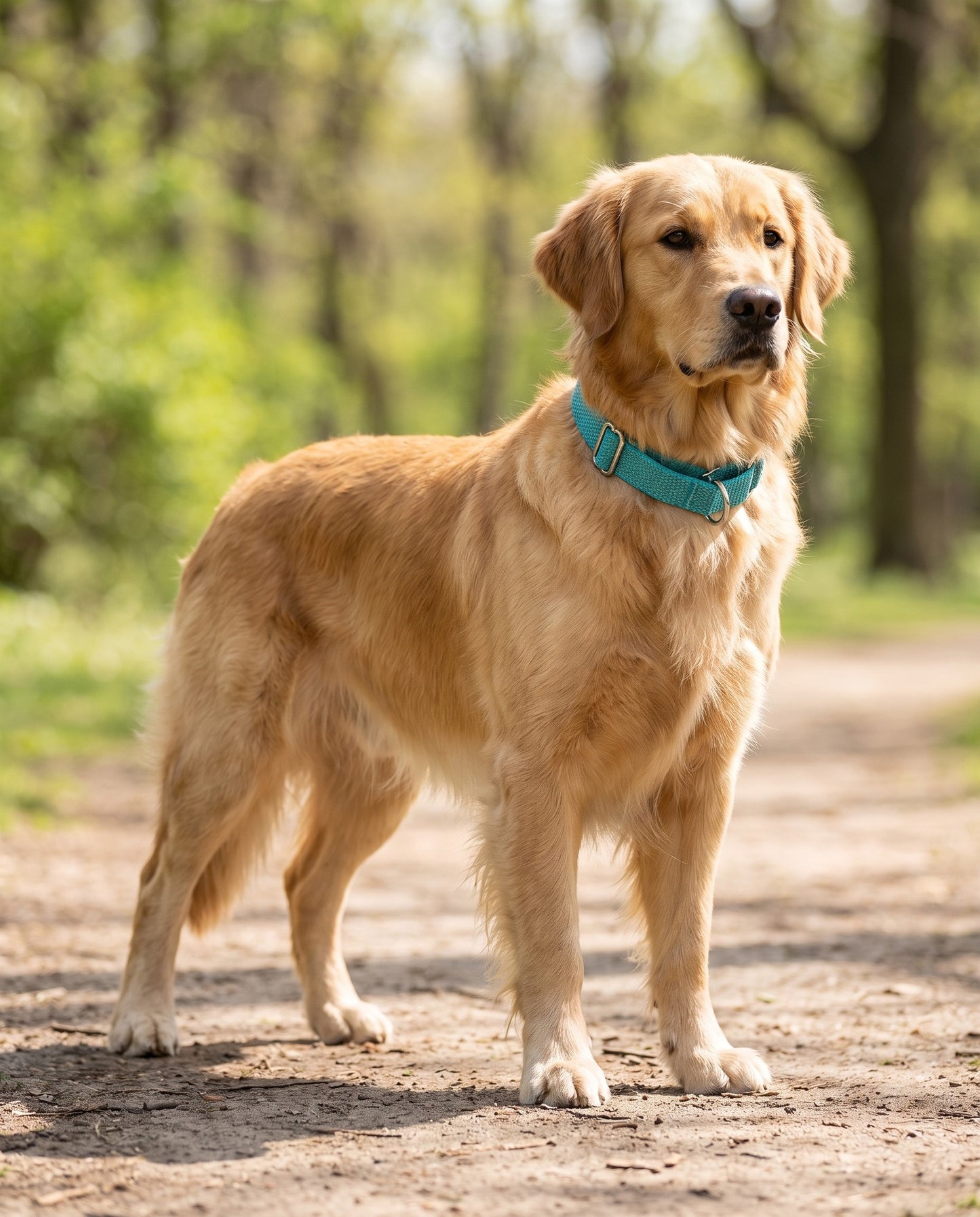 Reflective Martingale Collar with Metal Buckle, in use at home