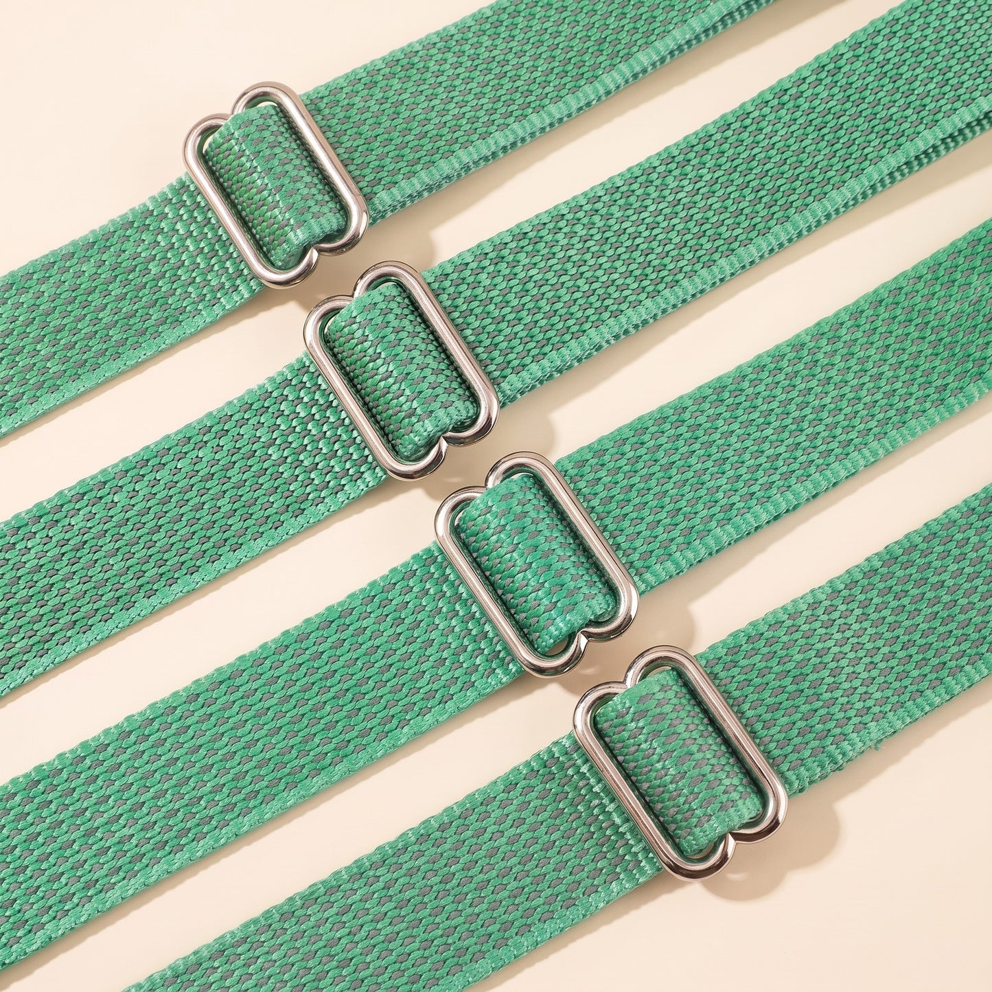 Reflective Martingale Collar with Metal Buckle in Green