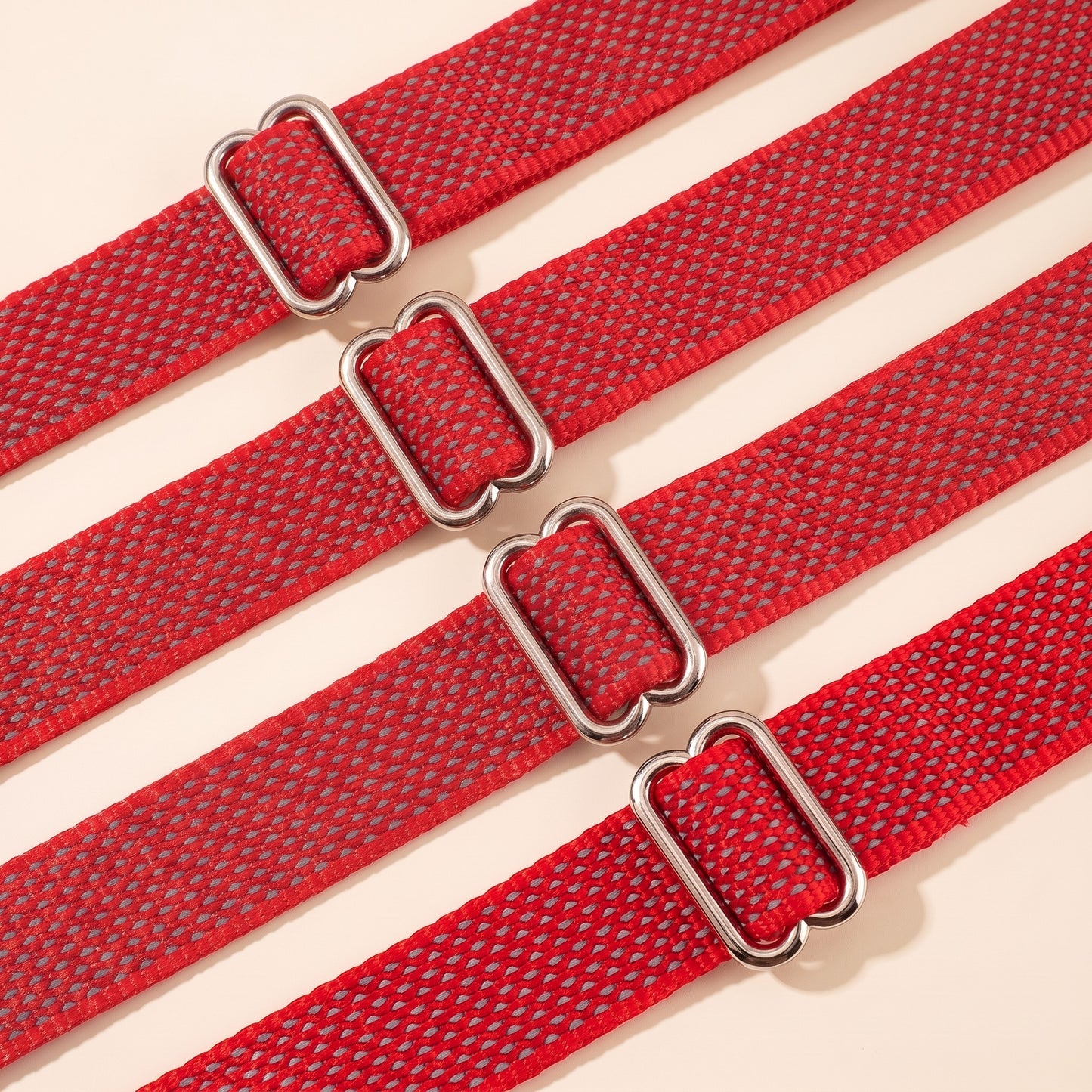 Reflective Martingale Collar with Metal Buckle in Red