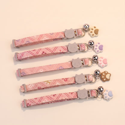 Breakaway Cat Collar with Paw Charm - pink