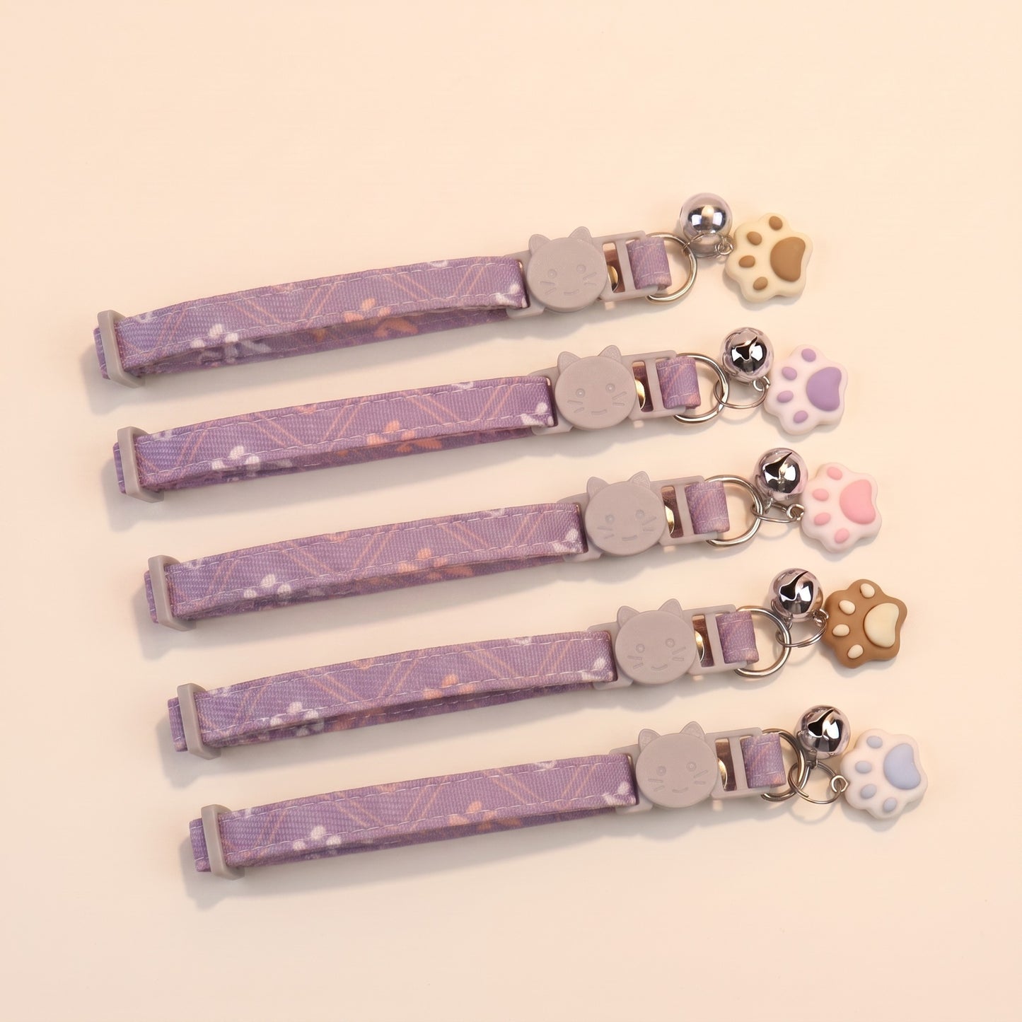 Breakaway Cat Collar with Paw Charm - purple