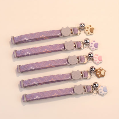 Breakaway Cat Collar with Paw Charm - purple