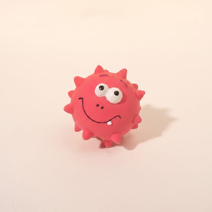 Spiky Squeaky Ball for Dogs in rose red, a vivid pink-red