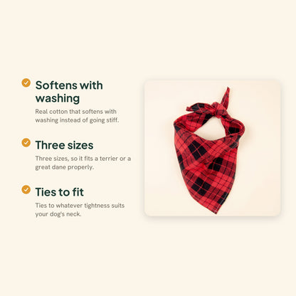 Cotton Plaid Dog Bandana, key benefits