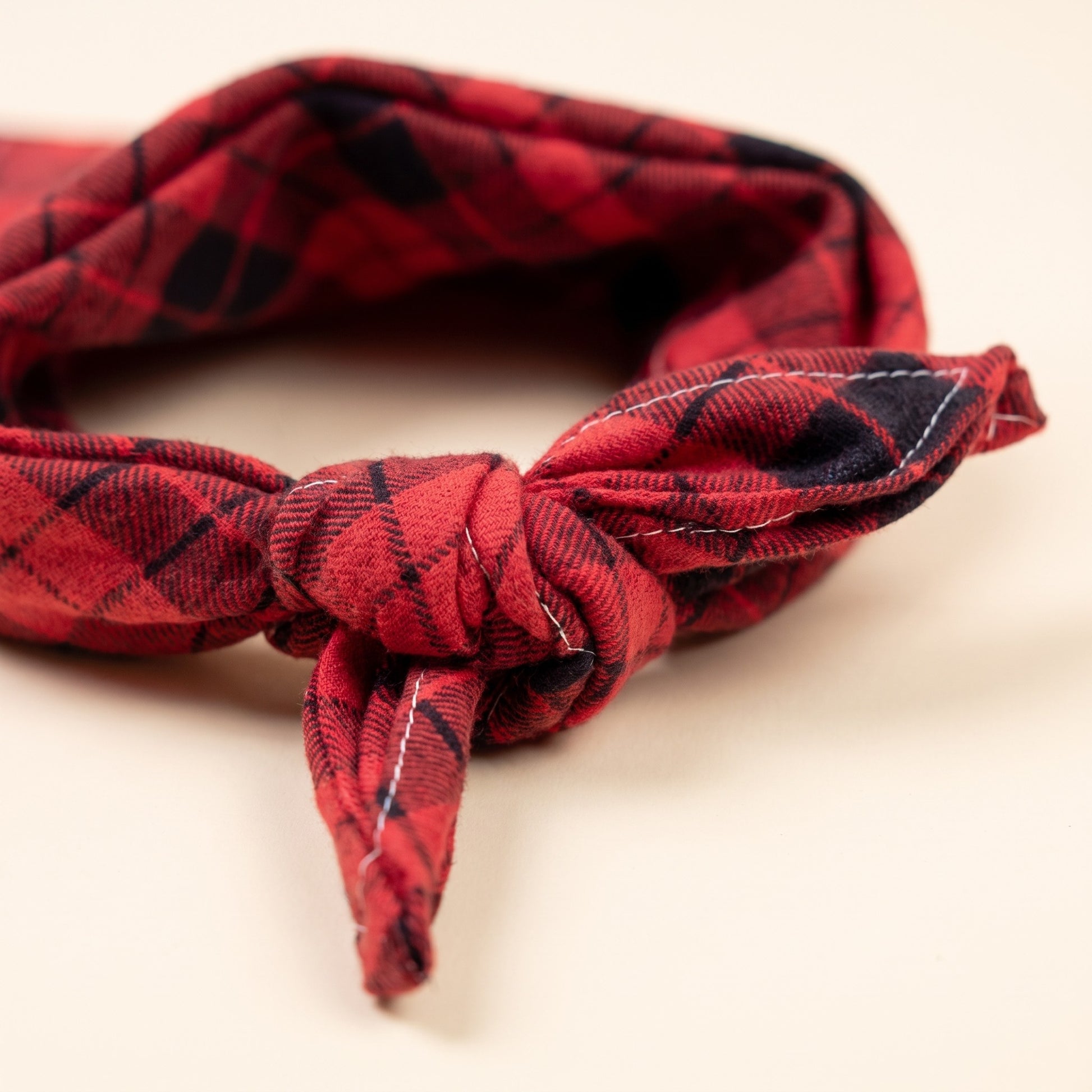 Cotton Plaid Dog Bandana, close-up detail