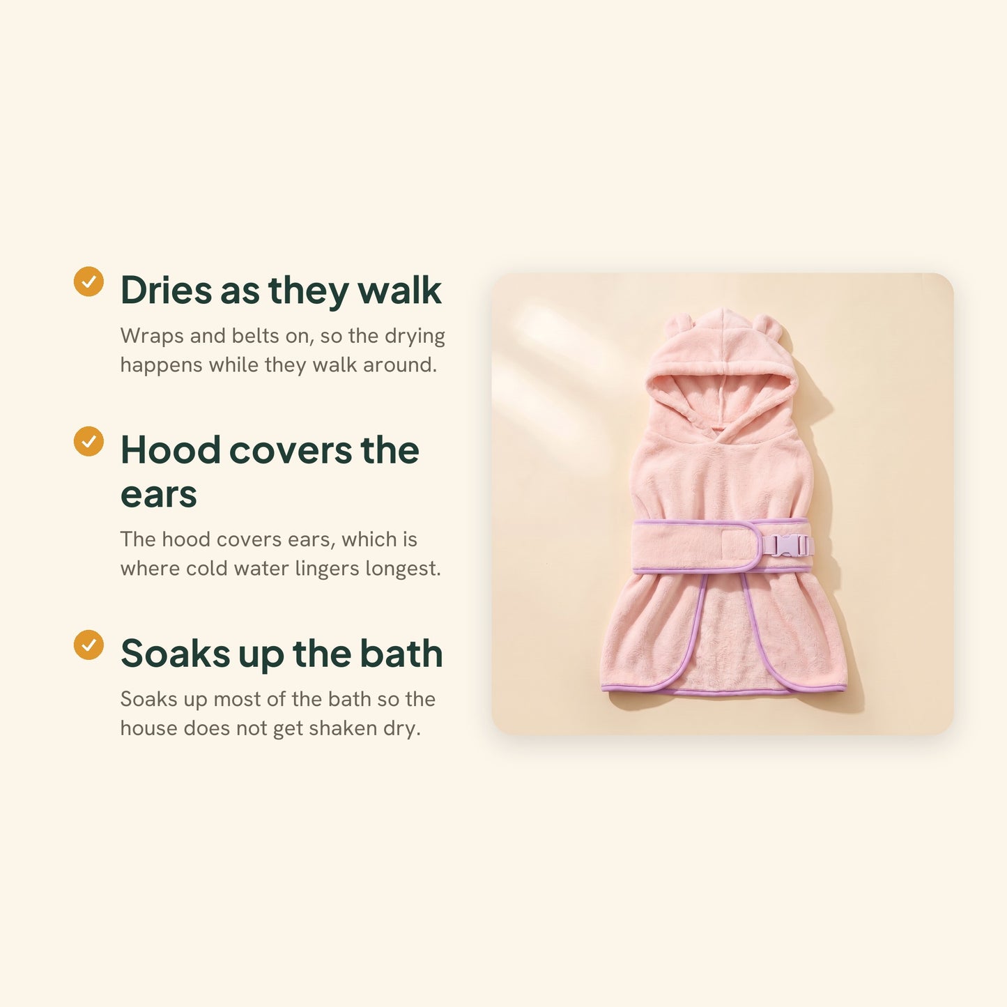 Hooded Microfiber Dog Bathrobe, key benefits