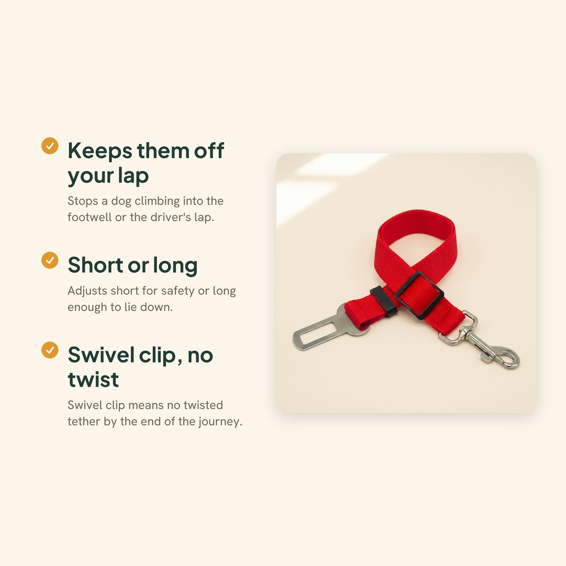 Dog Car Seat Belt Tether, key benefits