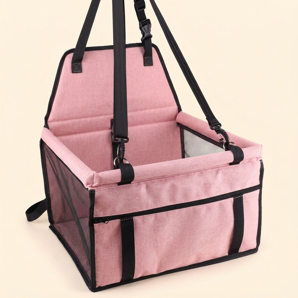 Foldable Booster Car Seat with Safety Tether in pink