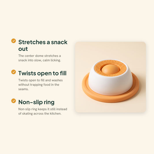 Slow Feeder Licking Bowl with Center Dome, key benefits