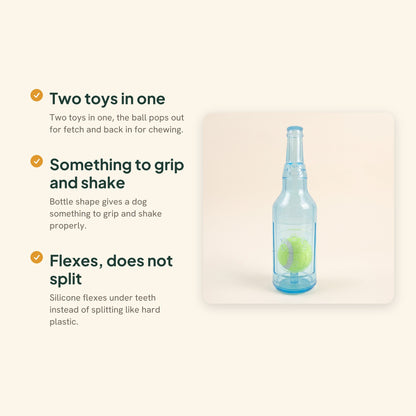 Beer Bottle Squeaky Toy with Tennis Ball, key benefits