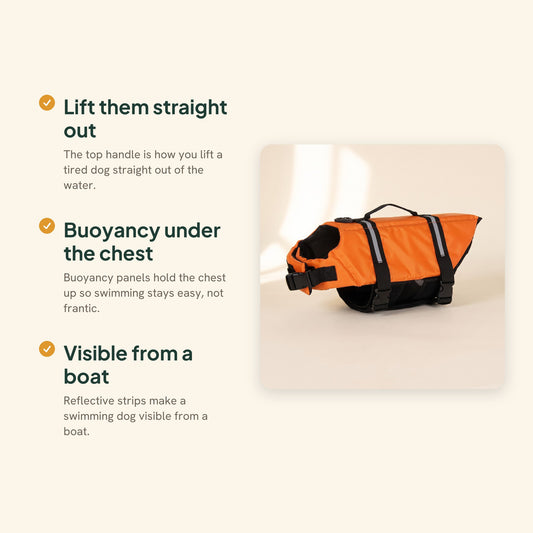 Reflective Dog Life Jacket with Lift Handle, key benefits