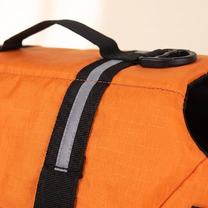 Reflective Dog Life Jacket with Lift Handle, close-up detail