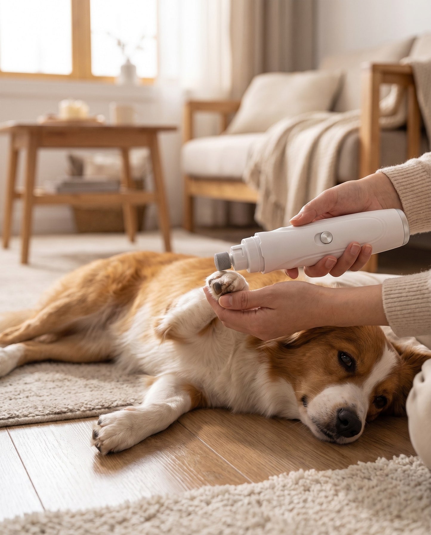 Quiet Rechargeable Nail Grinder, 2-Speed, in use at home