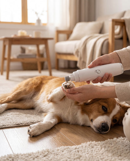 Quiet Rechargeable Nail Grinder, 2-Speed, in use at home