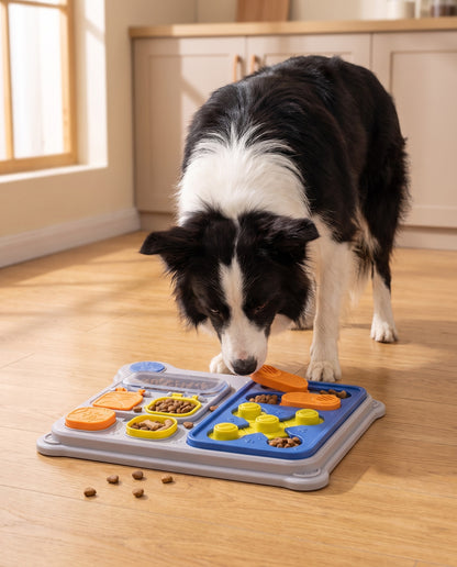 Level 2 Dog Puzzle Feeder Board, in use at home