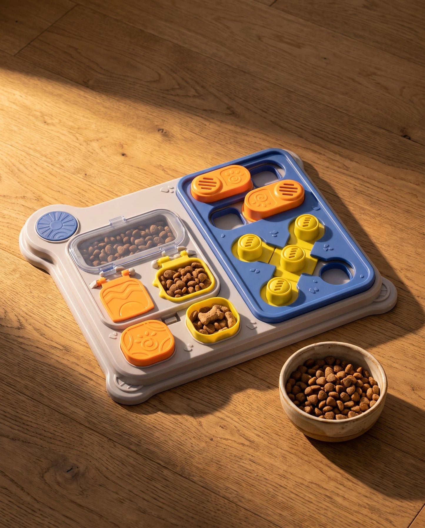 Level 2 Dog Puzzle Feeder Board, styled in a home setting