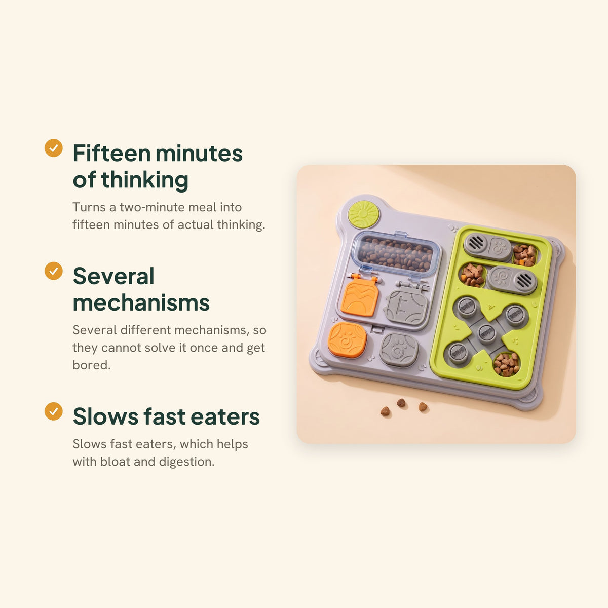 Dog Puzzle Feeder Board, Green, key benefits
