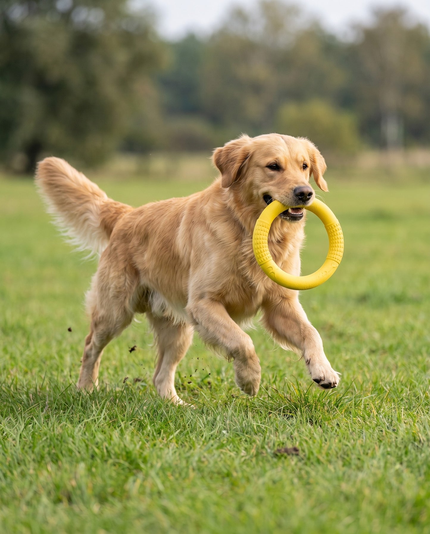 Rubber Ring Tug and Fetch Toy, in use at home
