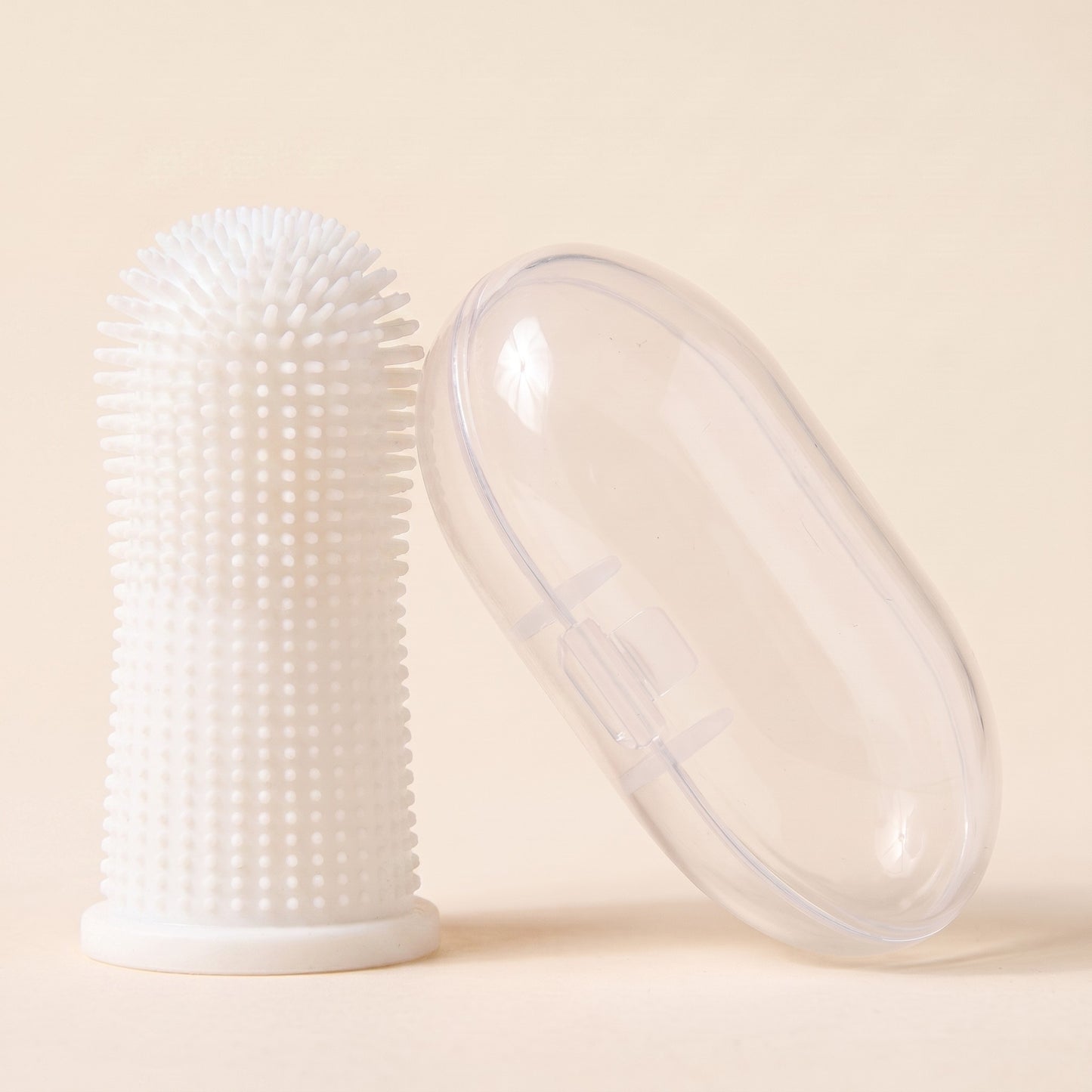 Silicone Finger Toothbrush with Case in white
