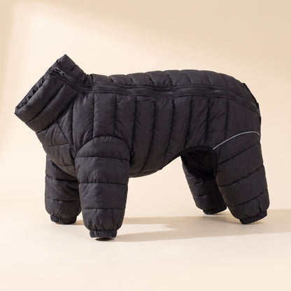 Padded Four-Leg Winter Dog Snowsuit - Black