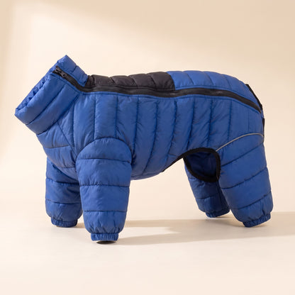 Padded Four-Leg Winter Dog Snowsuit - Blue