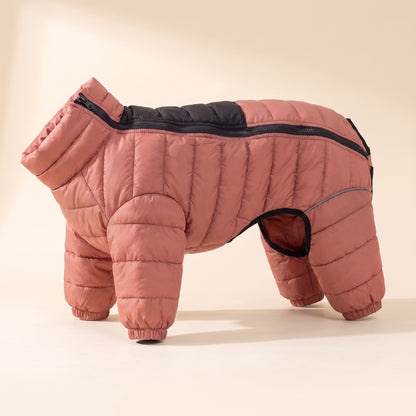 Padded Four-Leg Winter Dog Snowsuit - Pink