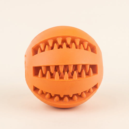 Rubber Treat Ball with Teeth-Cleaning Grooves