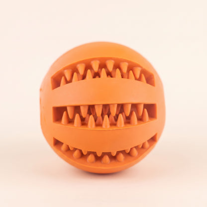 Rubber Treat Ball with Teeth-Cleaning Grooves, close-up detail