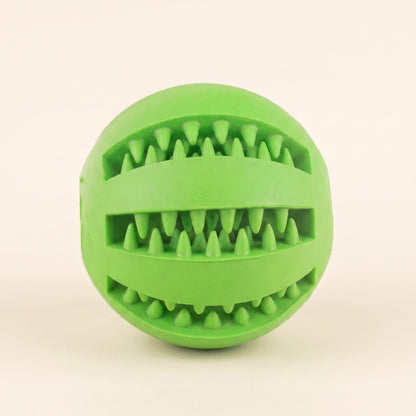 Rubber Treat Ball with Teeth-Cleaning Grooves in green