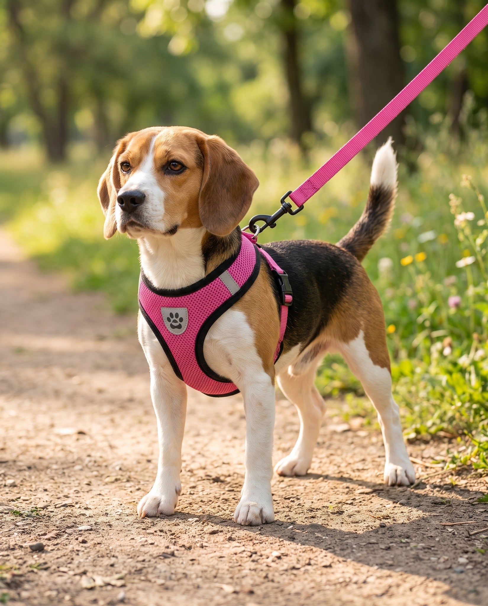 Mesh Vest Harness and Leash Set, in use at home