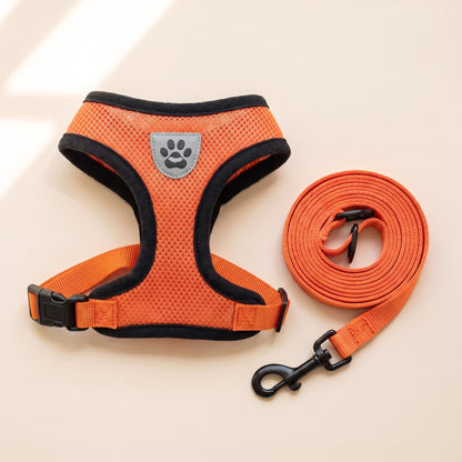 Mesh Vest Harness and Leash Set in Orange