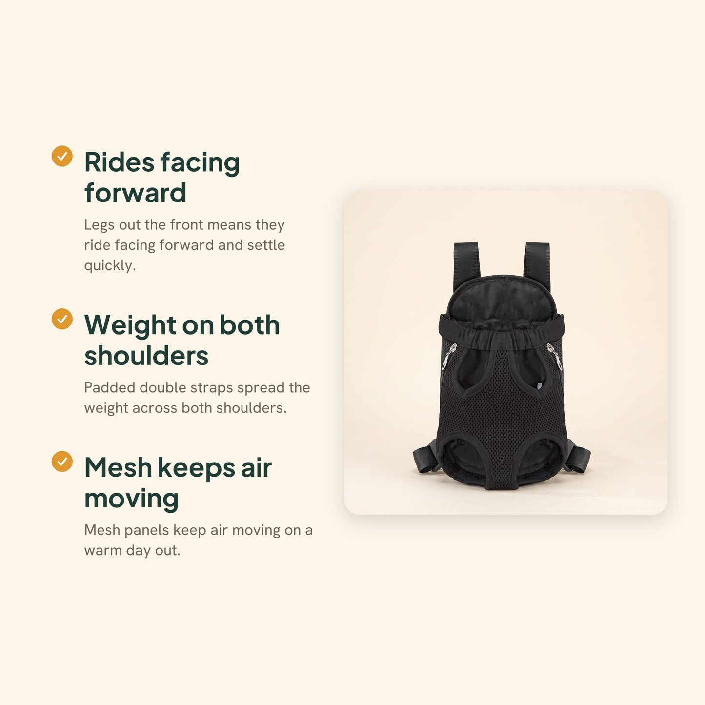 Front-Facing Pet Backpack Carrier, key benefits