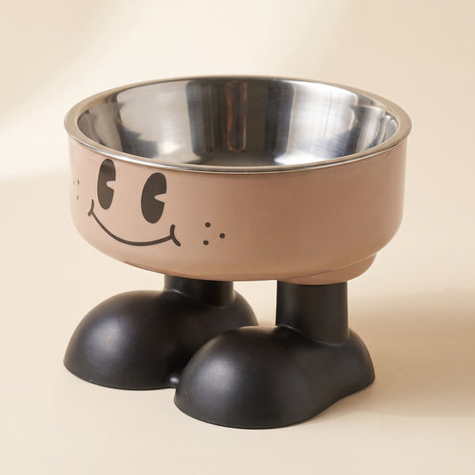 Smiley Elevated Pet Bowl with Steel Insert