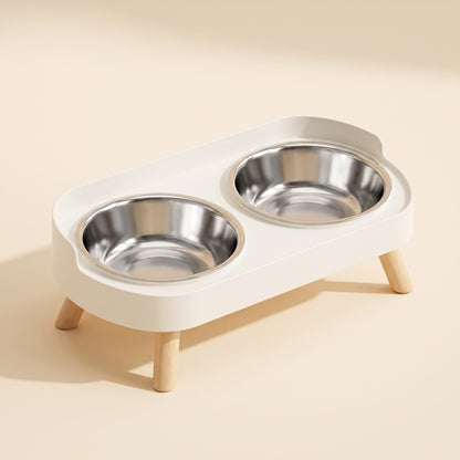 Elevated Double Bowl Station with Wood Legs