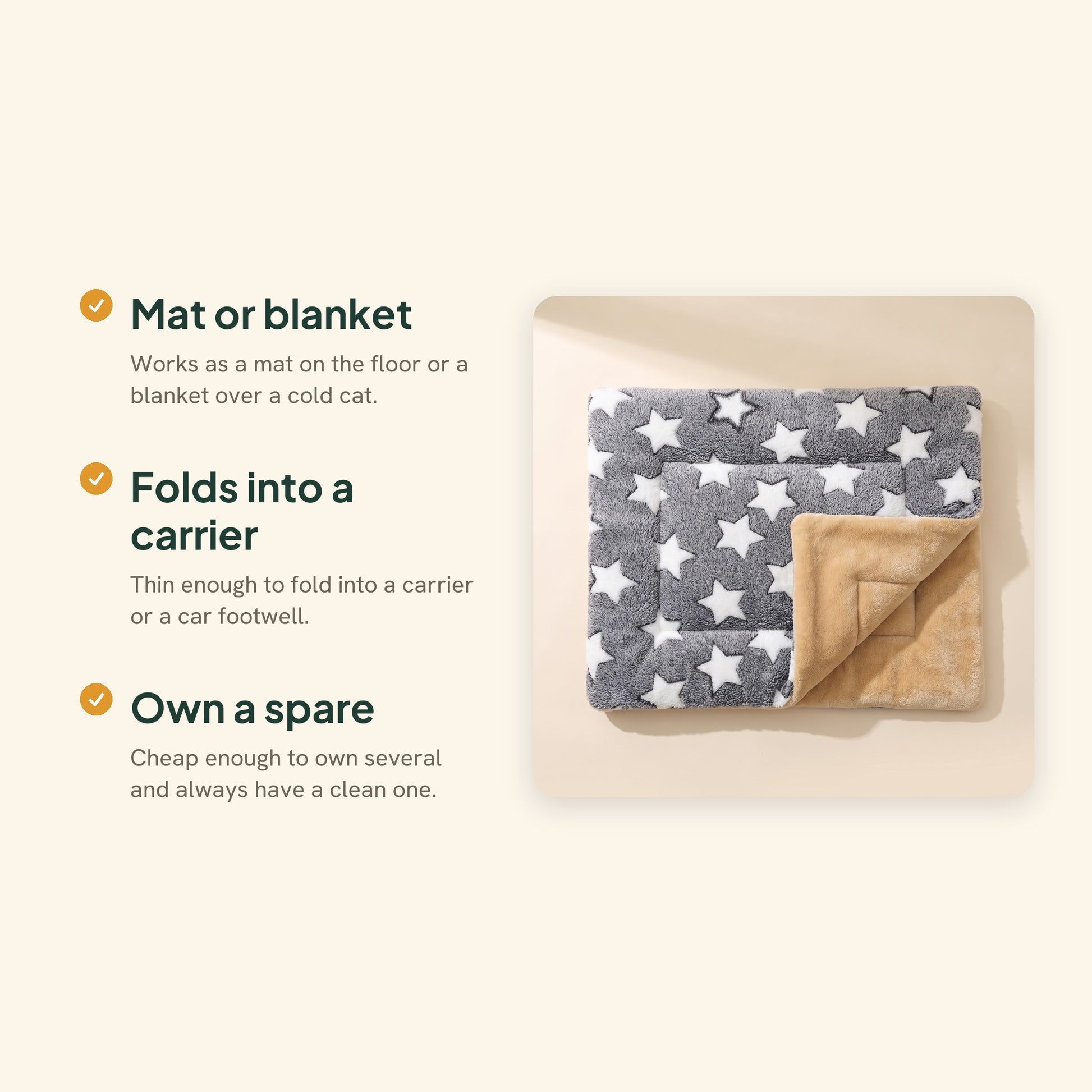 Reversible Flannel Pet Mat and Blanket, key benefits